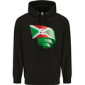 Curled Burundi Flag Burundians Day Football Childrens Kids Hoodie Black