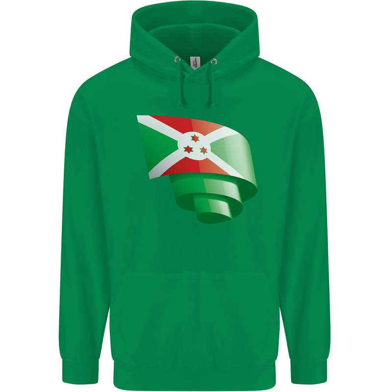 Curled Burundi Flag Burundians Day Football Childrens Kids Hoodie Irish Green