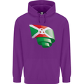 Curled Burundi Flag Burundians Day Football Childrens Kids Hoodie Purple