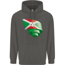 Curled Burundi Flag Burundians Day Football Childrens Kids Hoodie Storm Grey