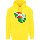 Curled Burundi Flag Burundians Day Football Childrens Kids Hoodie Yellow