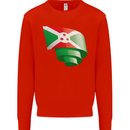 Curled Burundi Flag Burundians Day Football Kids Sweatshirt Jumper Bright Red