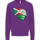 Curled Burundi Flag Burundians Day Football Kids Sweatshirt Jumper Purple