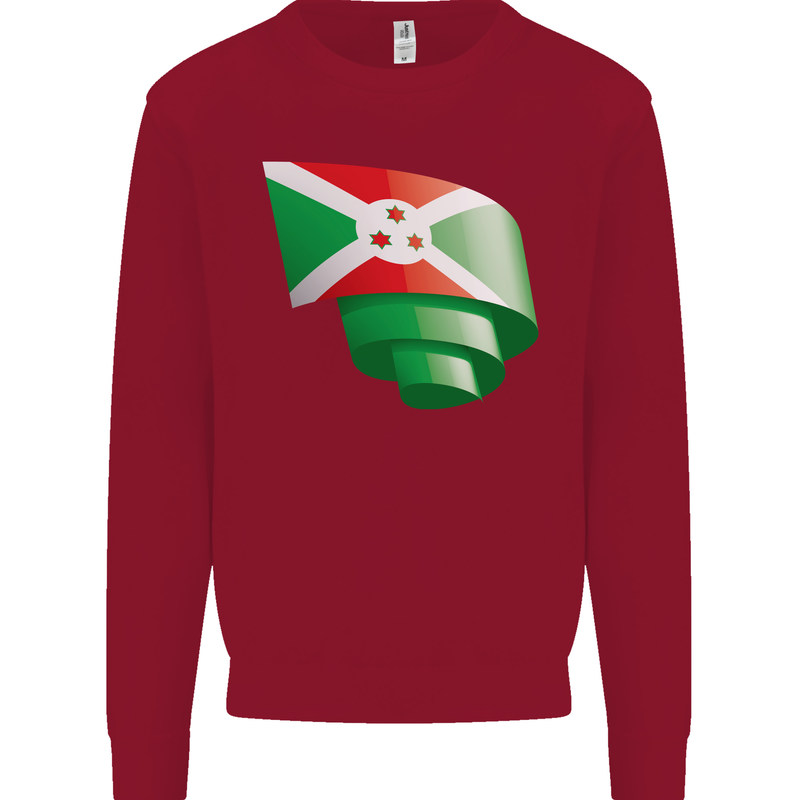 Curled Burundi Flag Burundians Day Football Kids Sweatshirt Jumper Red