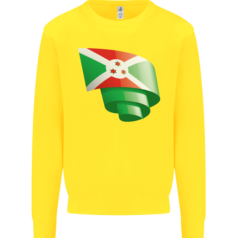 Curled Burundi Flag Burundians Day Football Kids Sweatshirt Jumper Yellow