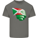 Curled Burundi Flag Burundians Day Football Kids T-Shirt Childrens Charcoal