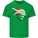 Curled Burundi Flag Burundians Day Football Kids T-Shirt Childrens Irish Green