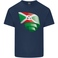 Curled Burundi Flag Burundians Day Football Kids T-Shirt Childrens Navy Blue