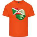 Curled Burundi Flag Burundians Day Football Kids T-Shirt Childrens Orange