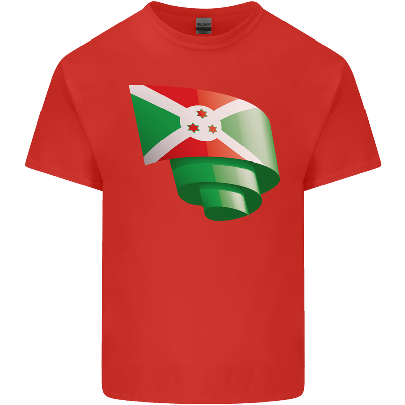 Curled Burundi Flag Burundians Day Football Kids T-Shirt Childrens Red