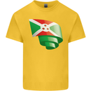 Curled Burundi Flag Burundians Day Football Kids T-Shirt Childrens Yellow