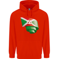Curled Burundi Flag Burundians Day Football Mens 80% Cotton Hoodie Bright Red