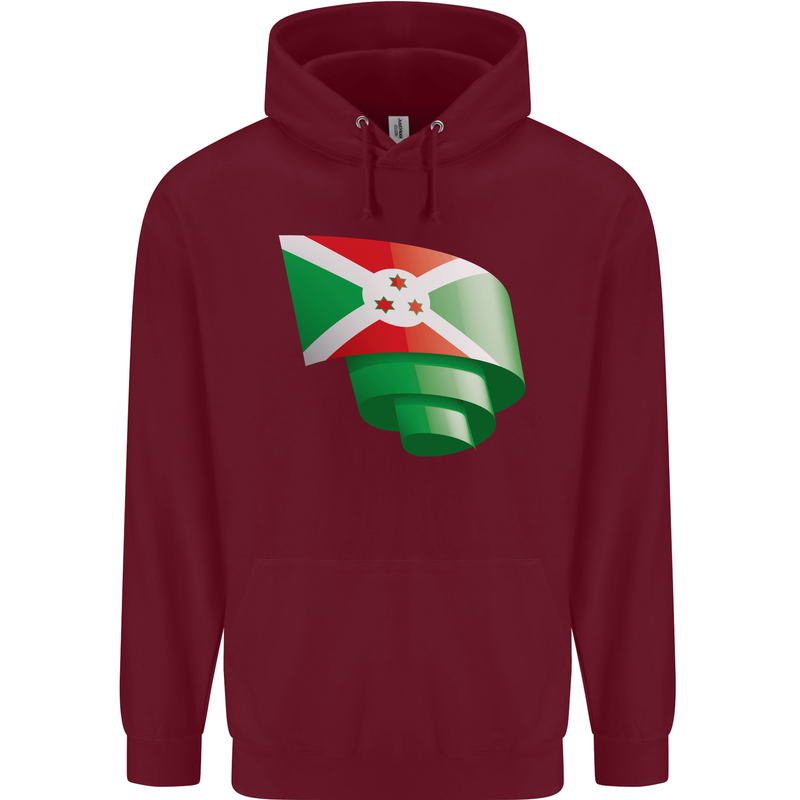 Curled Burundi Flag Burundians Day Football Mens 80% Cotton Hoodie Maroon