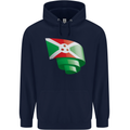 Curled Burundi Flag Burundians Day Football Mens 80% Cotton Hoodie Navy Blue