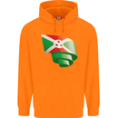 Curled Burundi Flag Burundians Day Football Mens 80% Cotton Hoodie Orange