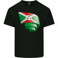 Curled Burundi Flag Burundians Day Football Mens Cotton T-Shirt Tee Top Black