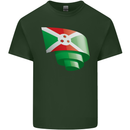 Curled Burundi Flag Burundians Day Football Mens Cotton T-Shirt Tee Top Forest Green
