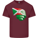 Curled Burundi Flag Burundians Day Football Mens Cotton T-Shirt Tee Top Maroon
