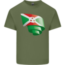 Curled Burundi Flag Burundians Day Football Mens Cotton T-Shirt Tee Top Military Green