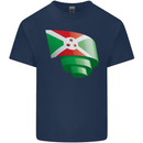 Curled Burundi Flag Burundians Day Football Mens Cotton T-Shirt Tee Top Navy Blue