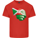 Curled Burundi Flag Burundians Day Football Mens Cotton T-Shirt Tee Top Red