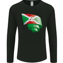 Curled Burundi Flag Burundians Day Football Mens Long Sleeve T-Shirt Black