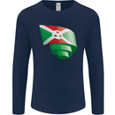Curled Burundi Flag Burundians Day Football Mens Long Sleeve T-Shirt Navy Blue