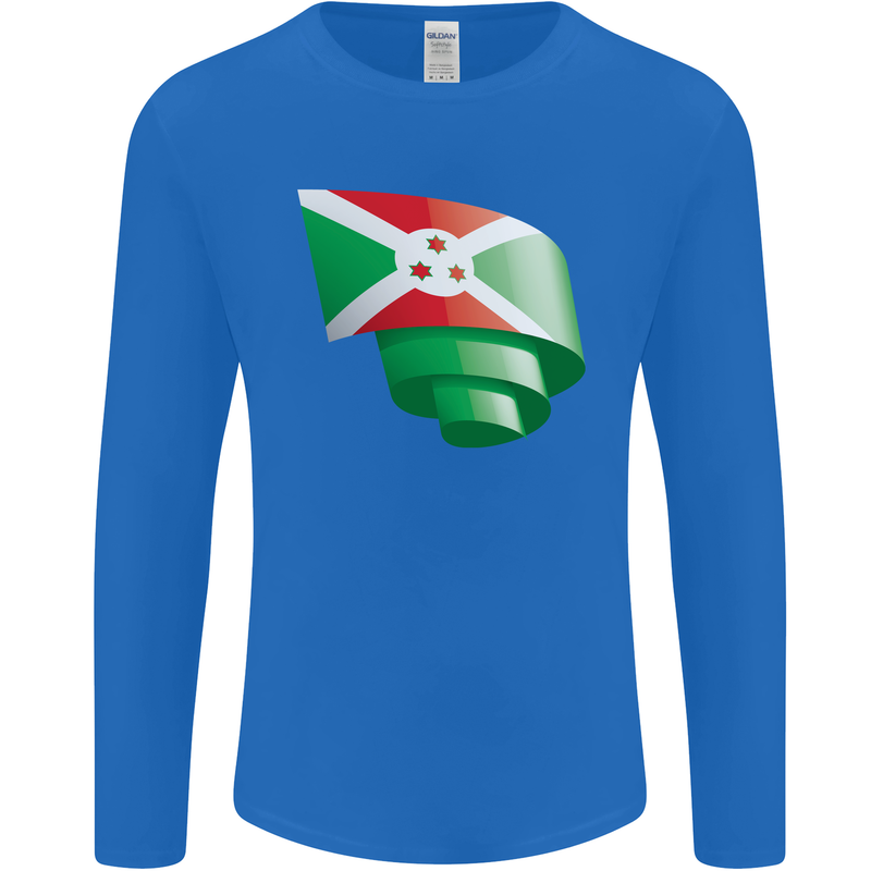 Curled Burundi Flag Burundians Day Football Mens Long Sleeve T-Shirt Royal Blue