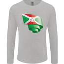 Curled Burundi Flag Burundians Day Football Mens Long Sleeve T-Shirt Sports Grey