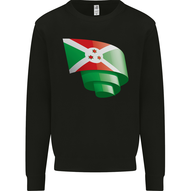 Curled Burundi Flag Burundians Day Football Mens Sweatshirt Jumper Black