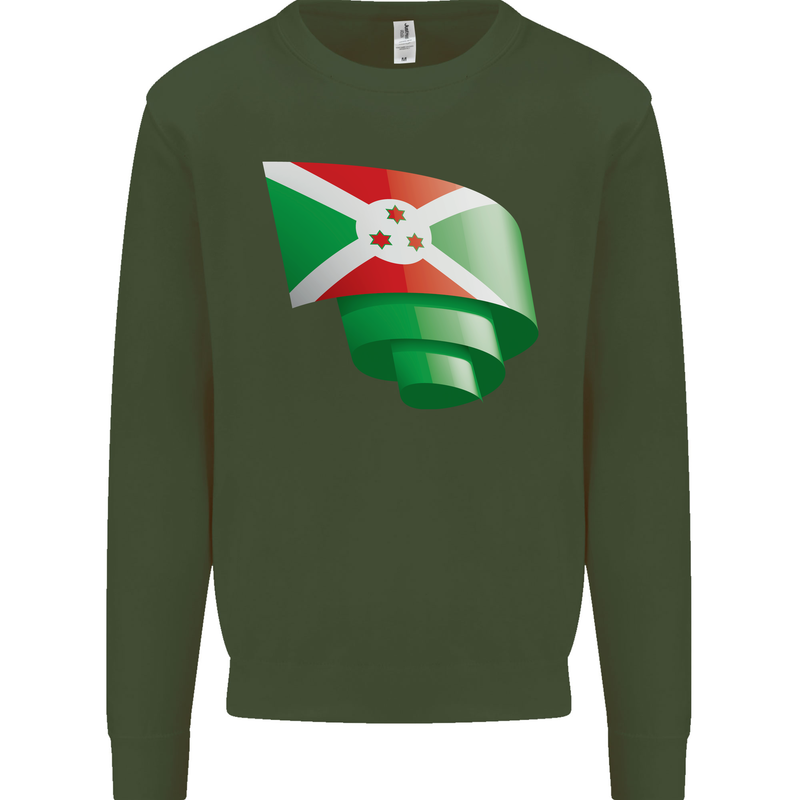 Curled Burundi Flag Burundians Day Football Mens Sweatshirt Jumper Forest Green
