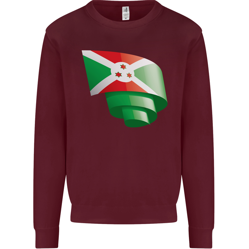 Curled Burundi Flag Burundians Day Football Mens Sweatshirt Jumper Maroon