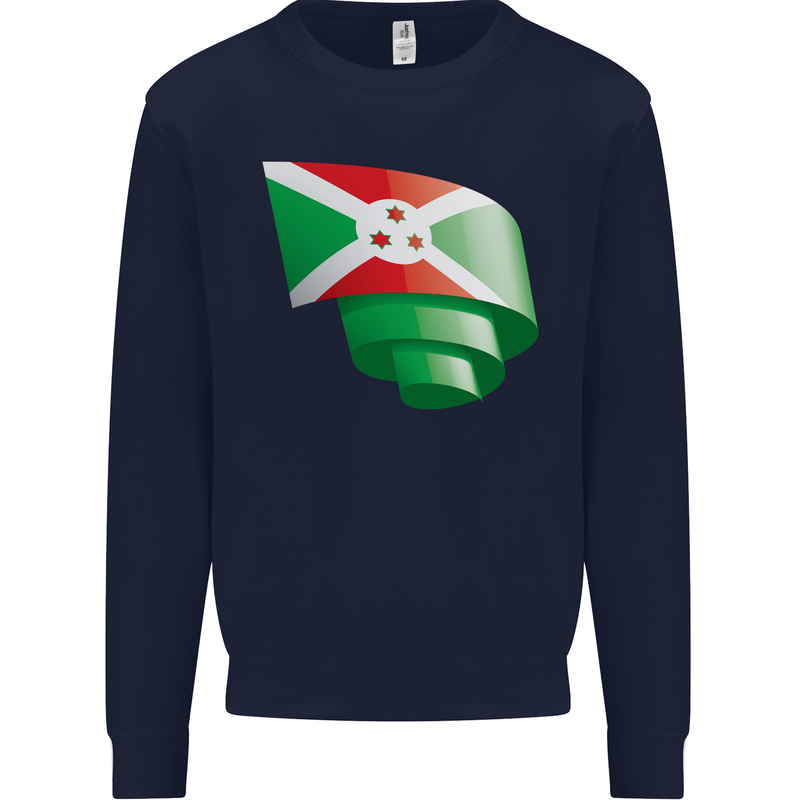 Curled Burundi Flag Burundians Day Football Mens Sweatshirt Jumper Navy Blue