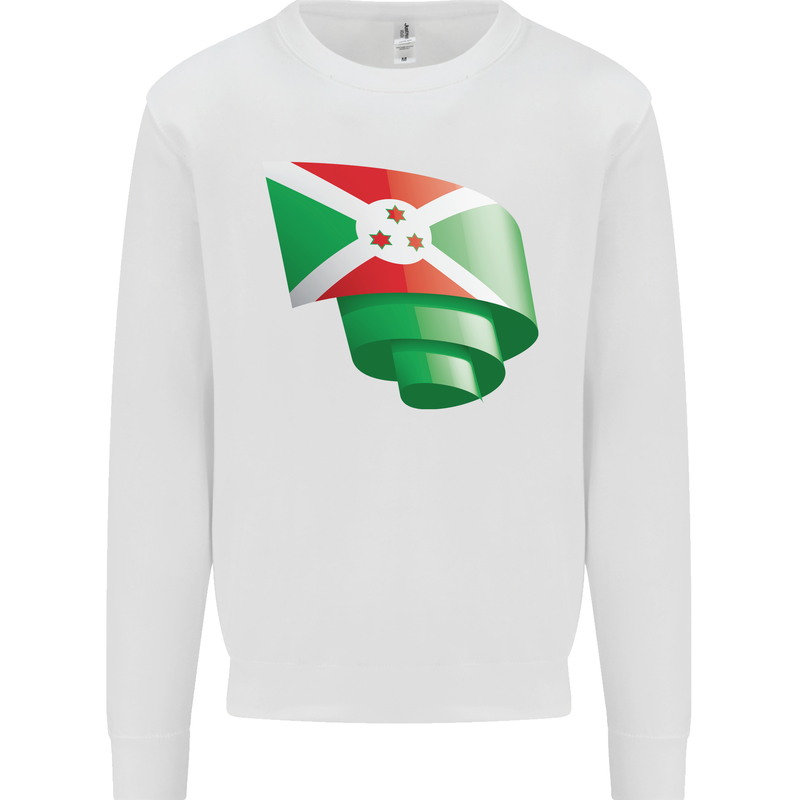 Curled Burundi Flag Burundians Day Football Mens Sweatshirt Jumper White