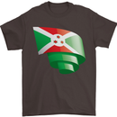 Curled Burundi Flag Burundians Day Football Mens T-Shirt 100% Cotton Dark Chocolate