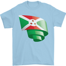 Curled Burundi Flag Burundians Day Football Mens T-Shirt 100% Cotton Light Blue