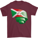 Curled Burundi Flag Burundians Day Football Mens T-Shirt 100% Cotton Maroon