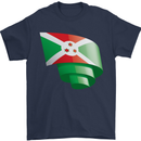 Curled Burundi Flag Burundians Day Football Mens T-Shirt 100% Cotton Navy Blue