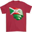 Curled Burundi Flag Burundians Day Football Mens T-Shirt 100% Cotton Red