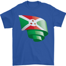Curled Burundi Flag Burundians Day Football Mens T-Shirt 100% Cotton Royal Blue