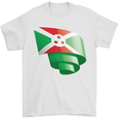 Curled Burundi Flag Burundians Day Football Mens T-Shirt 100% Cotton White