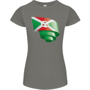 Curled Burundi Flag Burundians Day Football Womens Petite Cut T-Shirt Charcoal