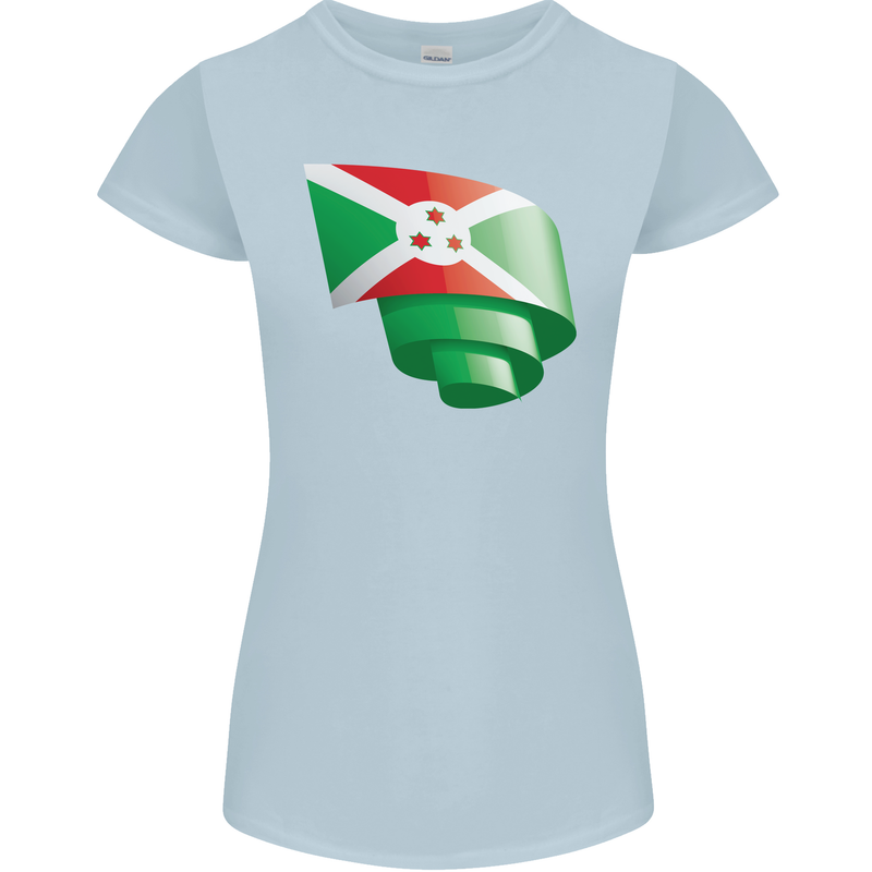 Curled Burundi Flag Burundians Day Football Womens Petite Cut T-Shirt Light Blue
