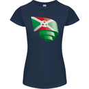 Curled Burundi Flag Burundians Day Football Womens Petite Cut T-Shirt Navy Blue
