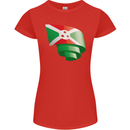 Curled Burundi Flag Burundians Day Football Womens Petite Cut T-Shirt Red