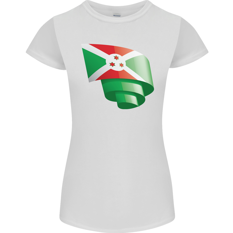 Curled Burundi Flag Burundians Day Football Womens Petite Cut T-Shirt White