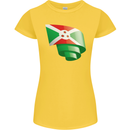 Curled Burundi Flag Burundians Day Football Womens Petite Cut T-Shirt Yellow