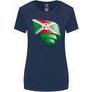 Curled Burundi Flag Burundians Day Football Womens Wider Cut T-Shirt Navy Blue