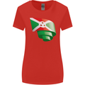 Curled Burundi Flag Burundians Day Football Womens Wider Cut T-Shirt Red
