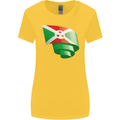 Curled Burundi Flag Burundians Day Football Womens Wider Cut T-Shirt Yellow
